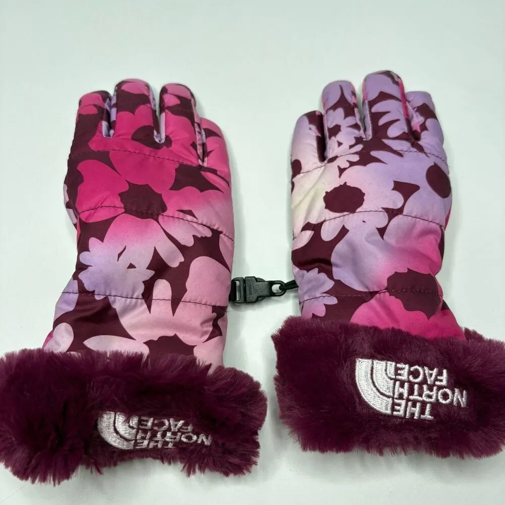 THE NORTH FACE HyVent Pink/Black Winter Gloves Skiing/Snowboard Girls Size Small